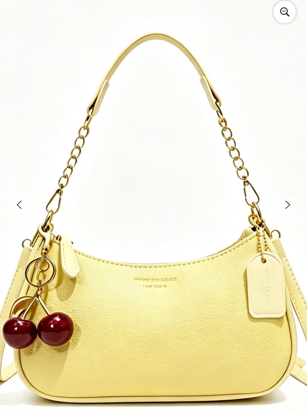 Yellow Shoulder Bag with Cherry Charm by (unspecified)